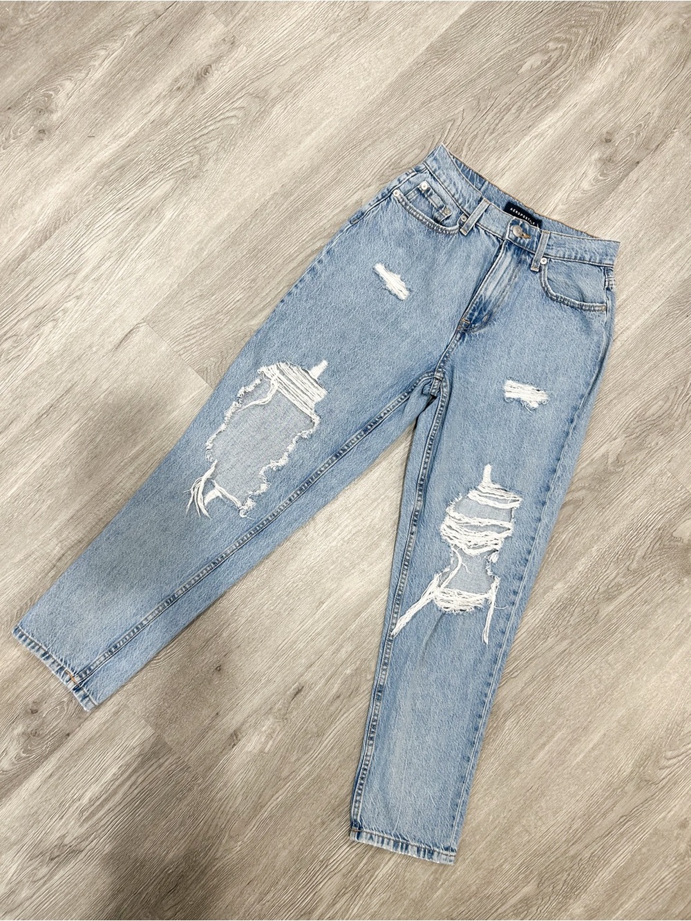 Aeropostale Light Blue Distressed Boyfriend Jeans